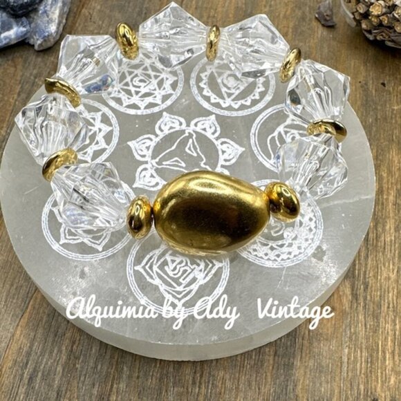 Clear acrylic maximalist gold statement bracelet - Picture 1 of 1
